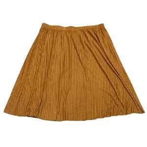 Koret Crinkle Camel Brown A Line Midi Skirt 2X Boho Cottagecore Chic Office Work